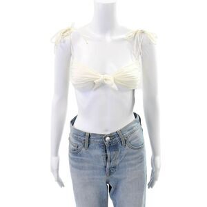 Orseund Iris Womens Tie Back Cropped Tank Top White Cotton Size Extra Small